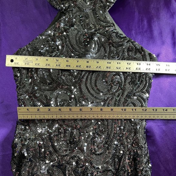 📌Morgan & Co. Eyecatcher Blue Sequin Halter Neckline Prom - Ball - Party Gown - Picture 10 of 16